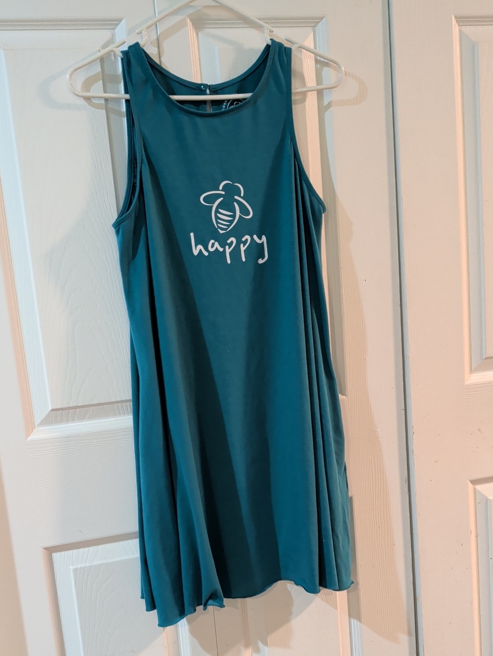 Teal 'Happy' Bee Tank Dress